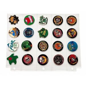 Vintage 1990s POG Slammers Lot of 20 Pure Poison Skull Monster Shaped Pog Caps